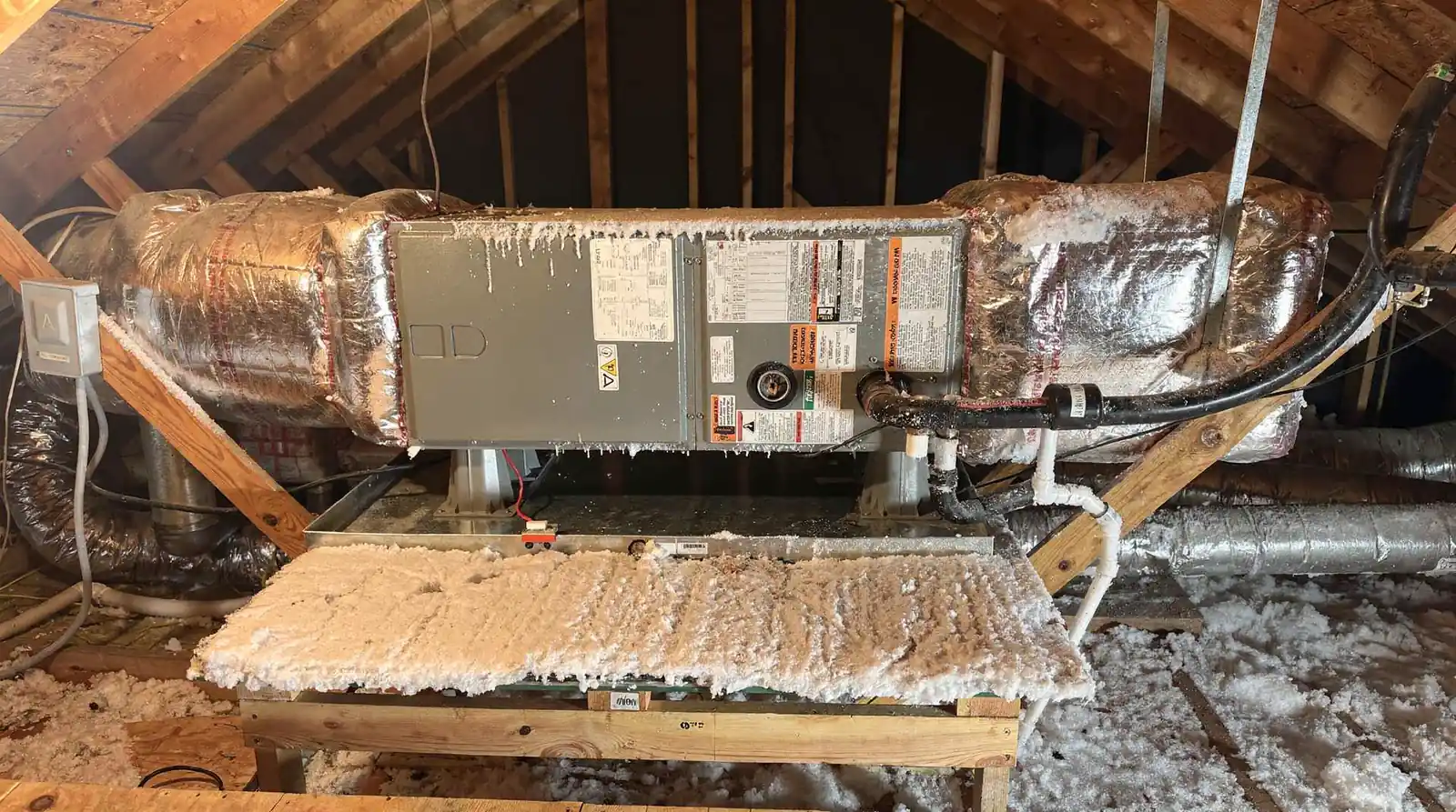 Frozen coils can show up on either the indoor or outdoor unit, though icing